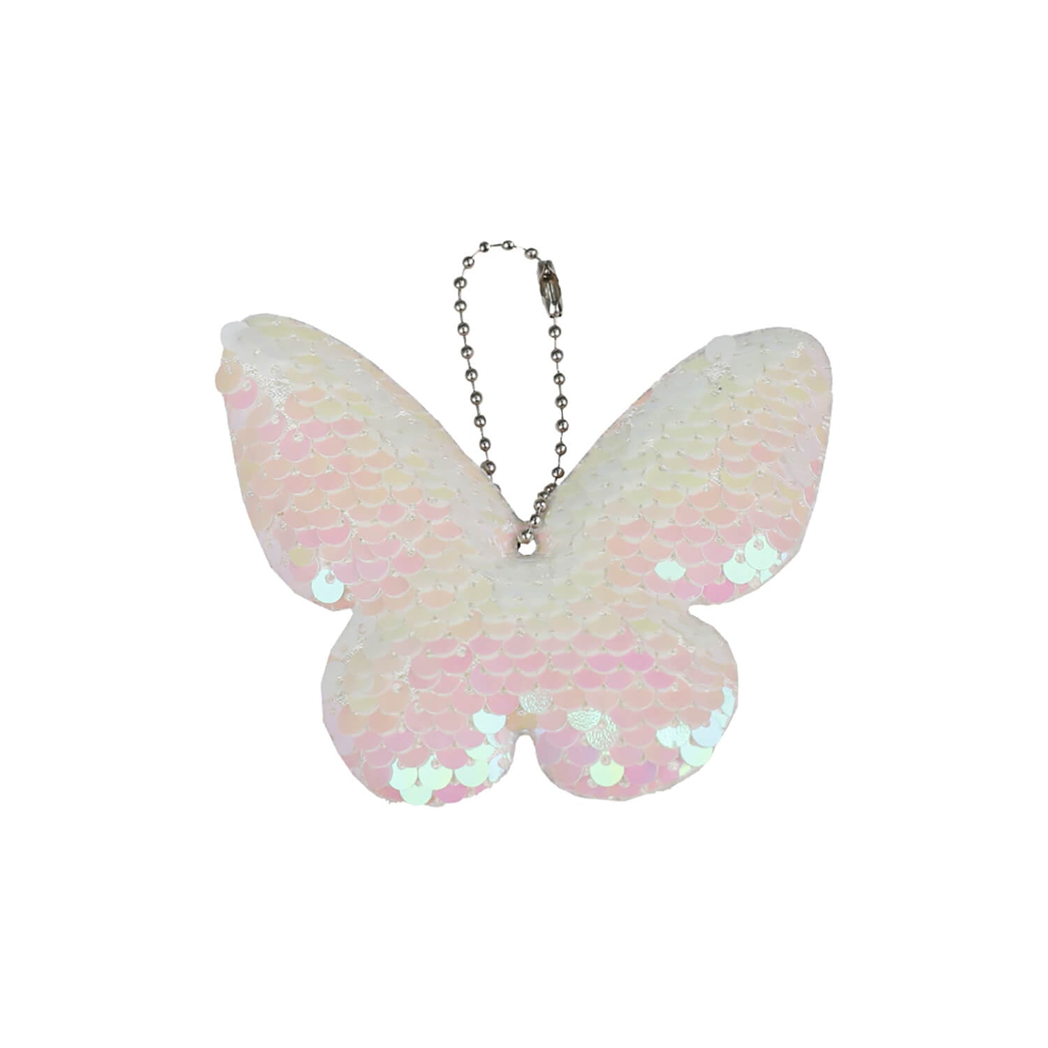 Privezak za ključeve White Pink Butterfly Sequin